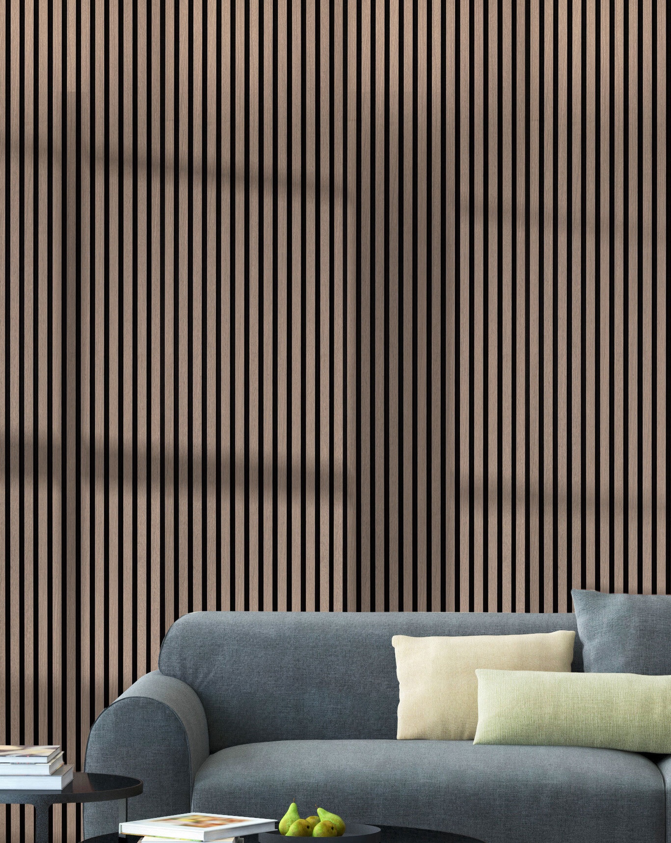 Wood Wall Slats Living Room Brown copy